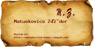 Matuskovics Zádor névjegykártya